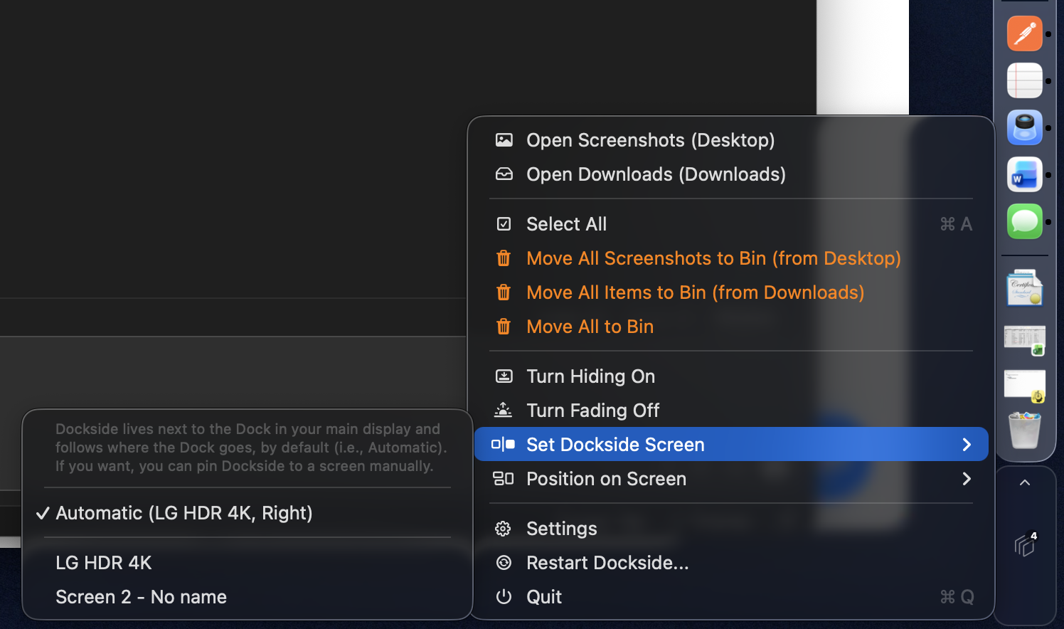 Pin Dockside to any screen